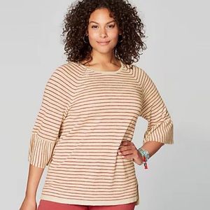 J.Jill Linen Blend Sweater with Flounce Sleeve